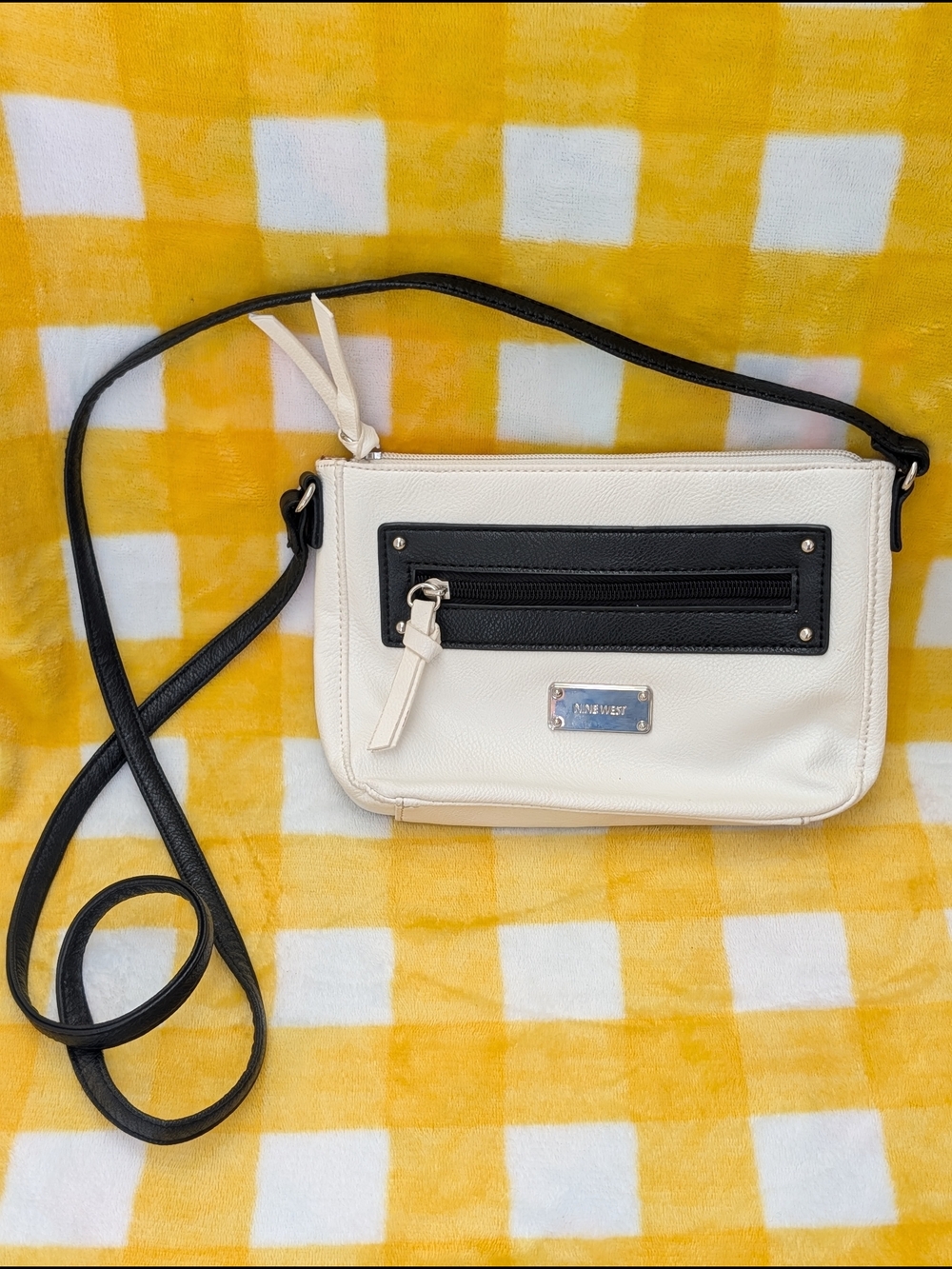 Nine West White and Black Crossbody Bag